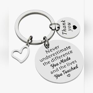 Silver Inspirational Keychain with Heart Charm New